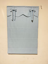 Load image into Gallery viewer, Blue Linen Ribbon Bows Valance Window Roman Shade
