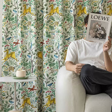 Load image into Gallery viewer, Whimsical Woodland Storybook Illustration Curtain Drapery