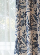 Load image into Gallery viewer, Indigo Floral Foliage Print Window Curtains Drapery