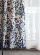 Load image into Gallery viewer, Indigo Floral Foliage Print Window Curtains Drapery