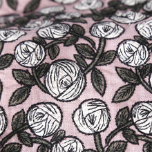 Load image into Gallery viewer, Linen Flower Roses Embroidery Mid Century Roman Shade