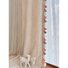 Load image into Gallery viewer, Pastel Sweetheart Rainbow Boho Drapes Speckled Tassel Curtain Boho Drapery