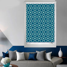 Load image into Gallery viewer, Midcentury Geometry Blue Window Roller Shade
