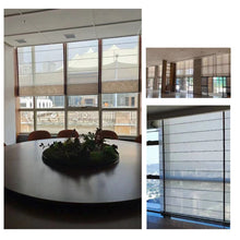 Load image into Gallery viewer, Contemporary Sleek Modern Luxe Metal and Strap Window Roman Shade