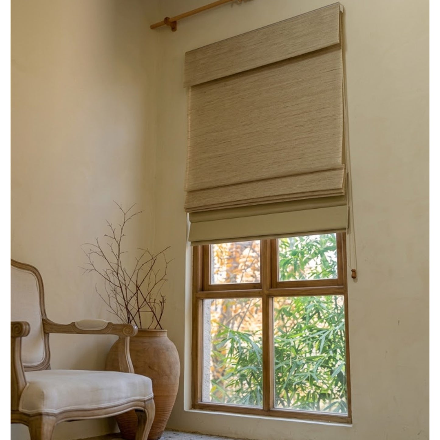 Dual-layered Blackout Light Filter Natural Linen Window Roller Shade
