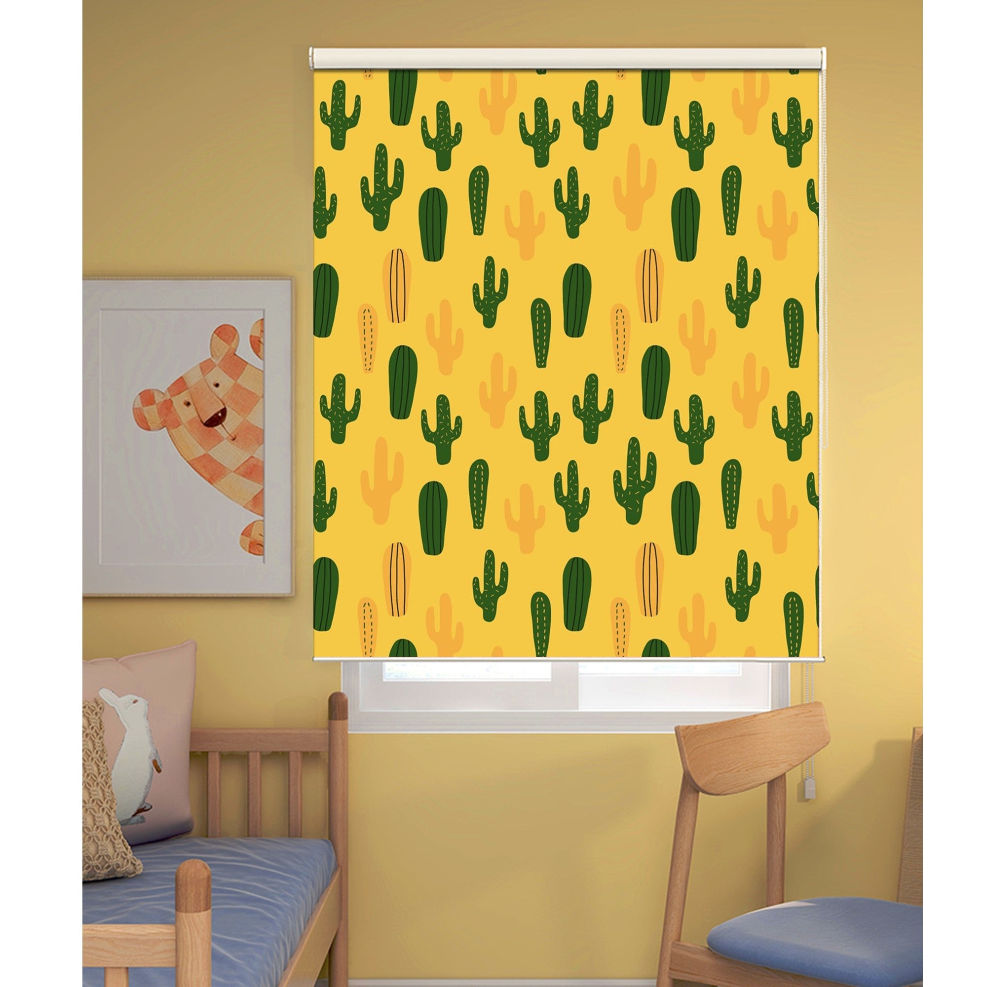 Desert Cactus in Phoenix Yellow Window Roller Shade – Art Shades