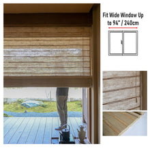 Load image into Gallery viewer, Natural Reed Linen Roman Style Window Roller Shade