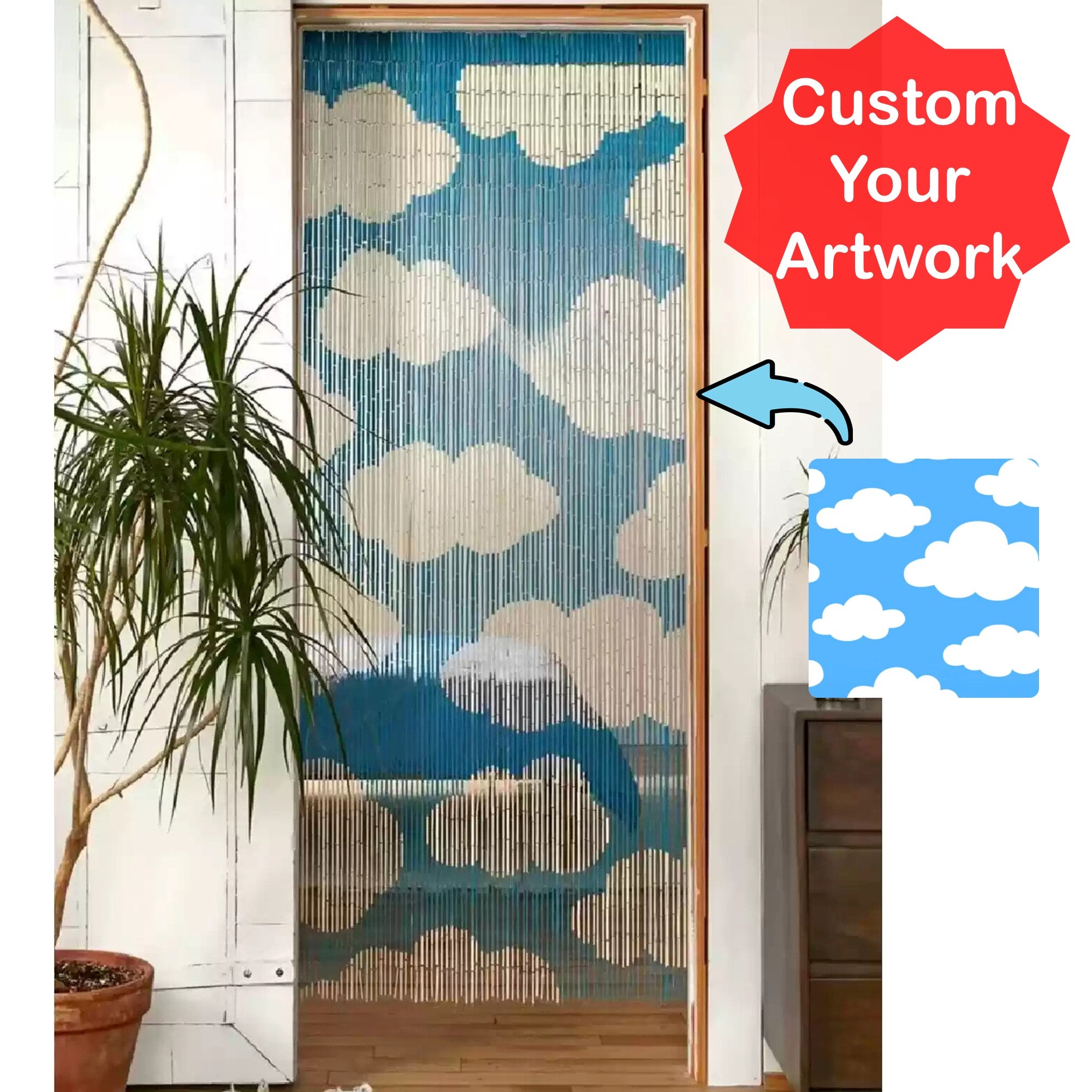 Customizable Bamboo Bead Curtain Personalized Room Divider Wall