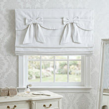 Load image into Gallery viewer, White Linen Ribbon Bows Valance Window Roman Shade