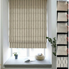 Load image into Gallery viewer, Handwoven Neutral Linen Embroidery Stripe Window Roman Shade