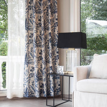 Load image into Gallery viewer, Indigo Floral Foliage Print Window Curtains Drapery