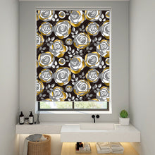 Load image into Gallery viewer, Midcentury Flora Copper in Black Window Roller Shade
