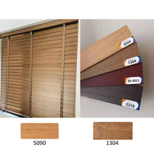 Load image into Gallery viewer, 100% Genuine Hardwood Venetian Blinds | Solid Wood Window Slats with Customizable Color Cloth Tapes & Decorative Straps
