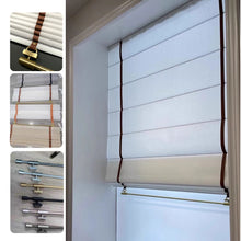 Load image into Gallery viewer, Contemporary Sleek Modern Luxe Metal and Strap Window Roman Shade