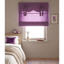 Load image into Gallery viewer, Purple Linen Ribbon Bows Valance Window Roman Shade