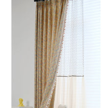 Load image into Gallery viewer, Boho Multicolor Tweed Drapery Curtains with Pom Pom Trim