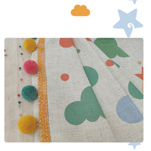 Load image into Gallery viewer, Playful Clouds and Pom-Poms Happy Place Nursery Window Curtains Drapery