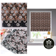 Load image into Gallery viewer, Linen Flower Roses Embroidery Mid Century Roman Shade