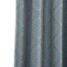 Load image into Gallery viewer, Bohemian Blue Geometric Ikat Window Curtains Drapery