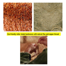 Load image into Gallery viewer, Natural Flax and Copper Weave Window Shade (Top Down Bottom Up Available)