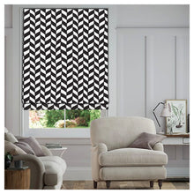 Load image into Gallery viewer, Ribby Striped In White Linen Window Roman Shade