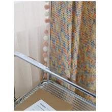 Load image into Gallery viewer, Boho Multicolor Tweed Drapery Curtains with Pom Pom Trim