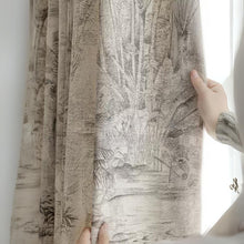 Load image into Gallery viewer, Sepia Jungle Botanical Wool Felt Window Curtains Drapery