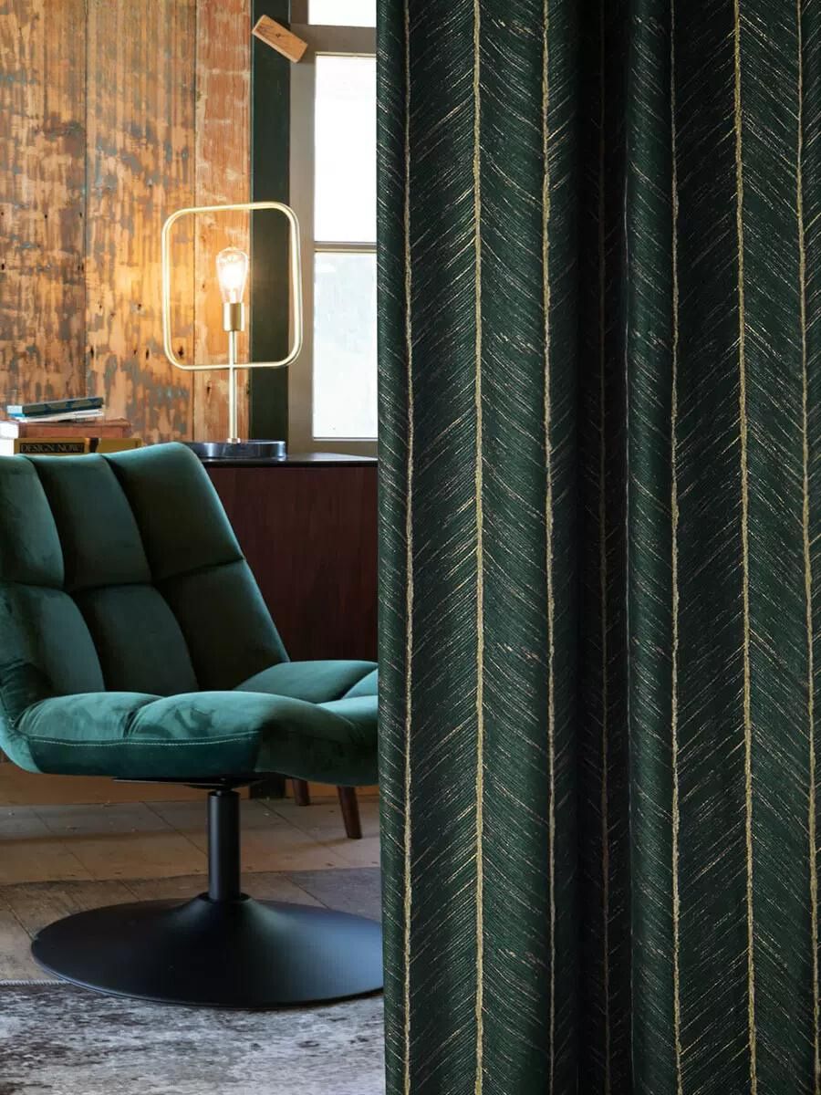 Emerald Green Herringbone Jacquard Window Curtains Drapery