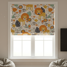 Load image into Gallery viewer, Boho Safari Lion Parade Window Roman Shade