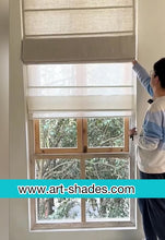 Load and play video in Gallery viewer, Double Layers Dual Linen Blackout and Light Filter Window Roman Shade