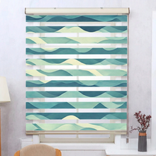 Load image into Gallery viewer, Abstract Wave Dual Layered Window Zebra Roller Shades with Valance