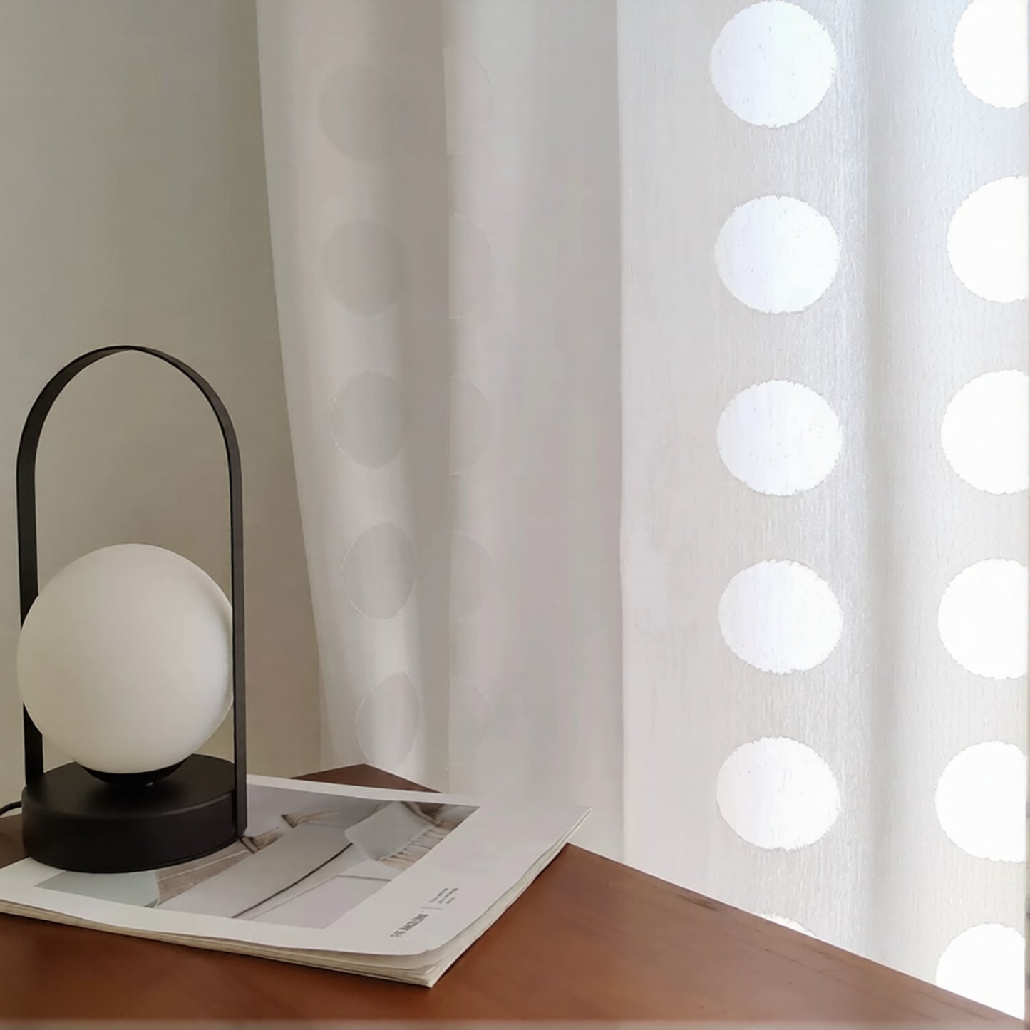 Hollow Circle Embroidered Sheer Curtains Drapery