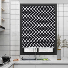 Load image into Gallery viewer, Monochrome Black and White Diamond Shapes Window Roman Shade