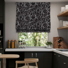 Load image into Gallery viewer, Black and White Modern Minimalist Cosmic Loops Window Roman Shade