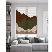 Load image into Gallery viewer, Abstract Mountain Window Zebra Roller Shades with Valance