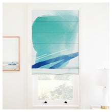 Load image into Gallery viewer, Blue and Teal Watercolor Painting Window Roman Shade