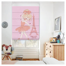Load image into Gallery viewer, Ballerina in Eiffel Tower Nursery Window Roman Shade