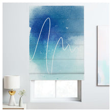 Load image into Gallery viewer, Watercolor Blue Paint Window Roman Shade