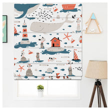 Load image into Gallery viewer, Marine Seamless Nursery Pattern Print Window Roman Shade