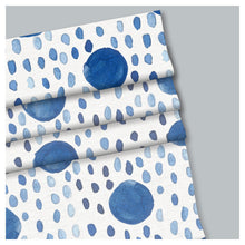 Load image into Gallery viewer, Blue Dot Water Color Print Roman Shade