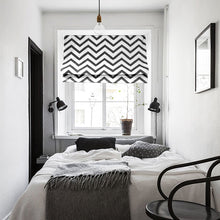 Load image into Gallery viewer, Black and White Stripe Line Pattern Window Roman Shade