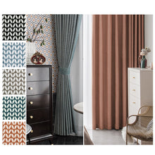 Load image into Gallery viewer, Textured Two Tones Fabric Linen Retro Mid Century Window Curtains Drapes