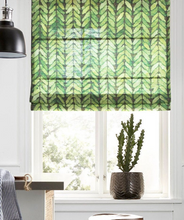 Load image into Gallery viewer, Green Garden Print Fabric Window Roman Shade