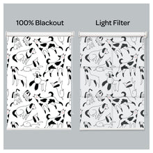 Load image into Gallery viewer, Black and White Minimalist Doggies Print Window Roller Shade