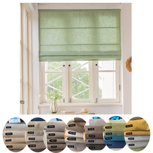 Contemporary Neutral Classic Color Plain Linen Window Roman Shade