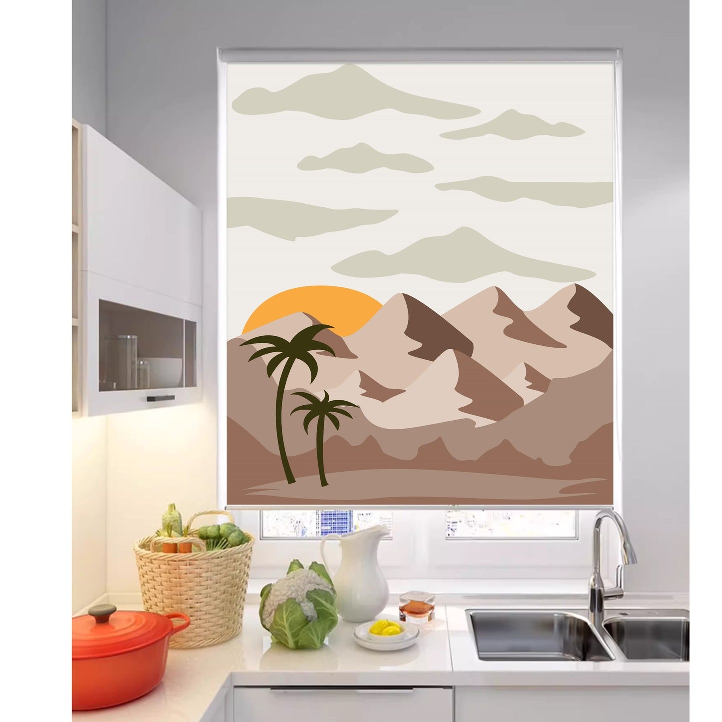 Sunset in Panoramic Rocky Mountain Window Roller Shade