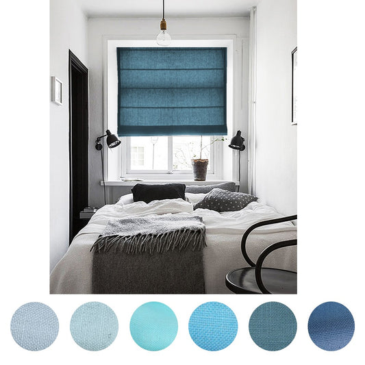 Blue Shades Hue Linen Window Window Roman Shade