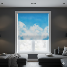 Load image into Gallery viewer, Clouds in the Sky Abstract Watercolor Window Roman Shade
