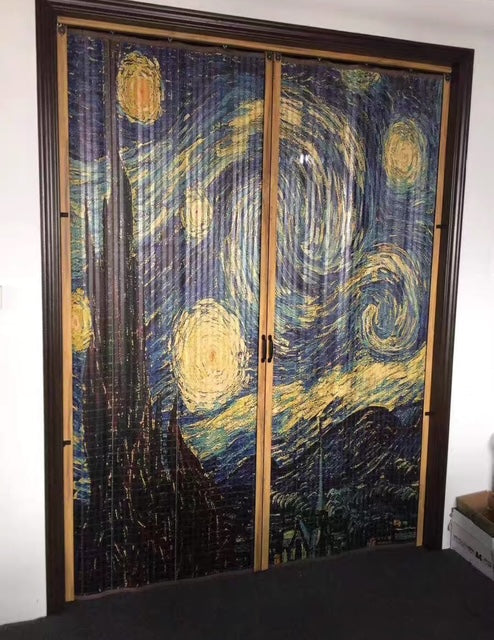 Custom Graphic/Image/Logo Natural Bamboo Sliding Door Curtain Divider