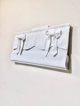 Load image into Gallery viewer, White Linen Ribbon Bows Valance Window Roman Shade
